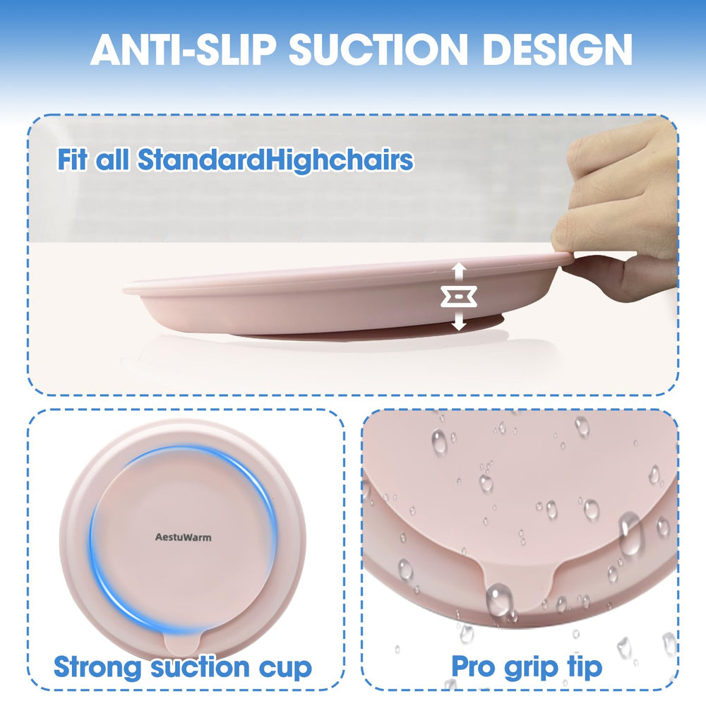 AestuWarm silicone suction base adheres to surfaces to reduce mess.