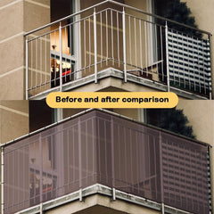 Aetherix balcony safety net showing 10ft length extending coverage across rails