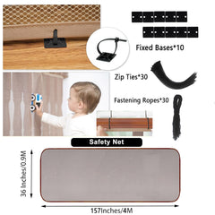 Aetherix balcony safety net protecting pets from gaps between railings
