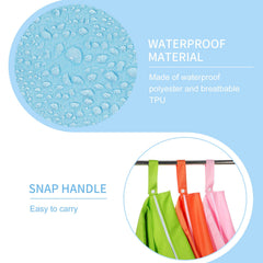 Sturdy reinforced stitching and a snap handle for easy hanging on stroller.