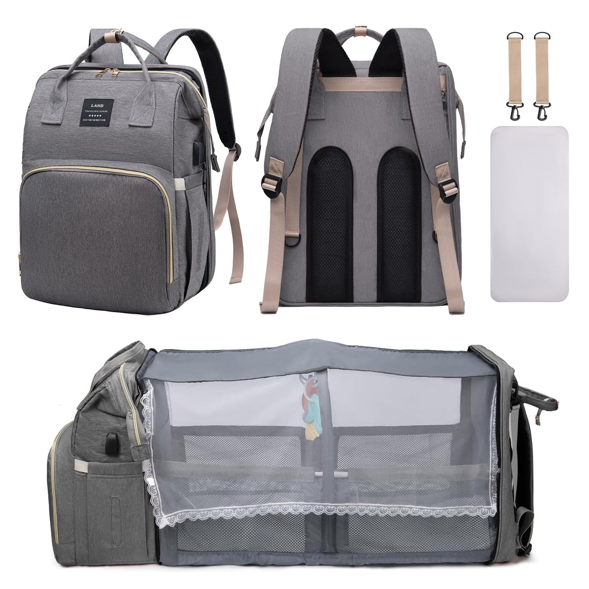 AFDLLDQM diaper bag backpack changing-station for on-the-go diaper changes
