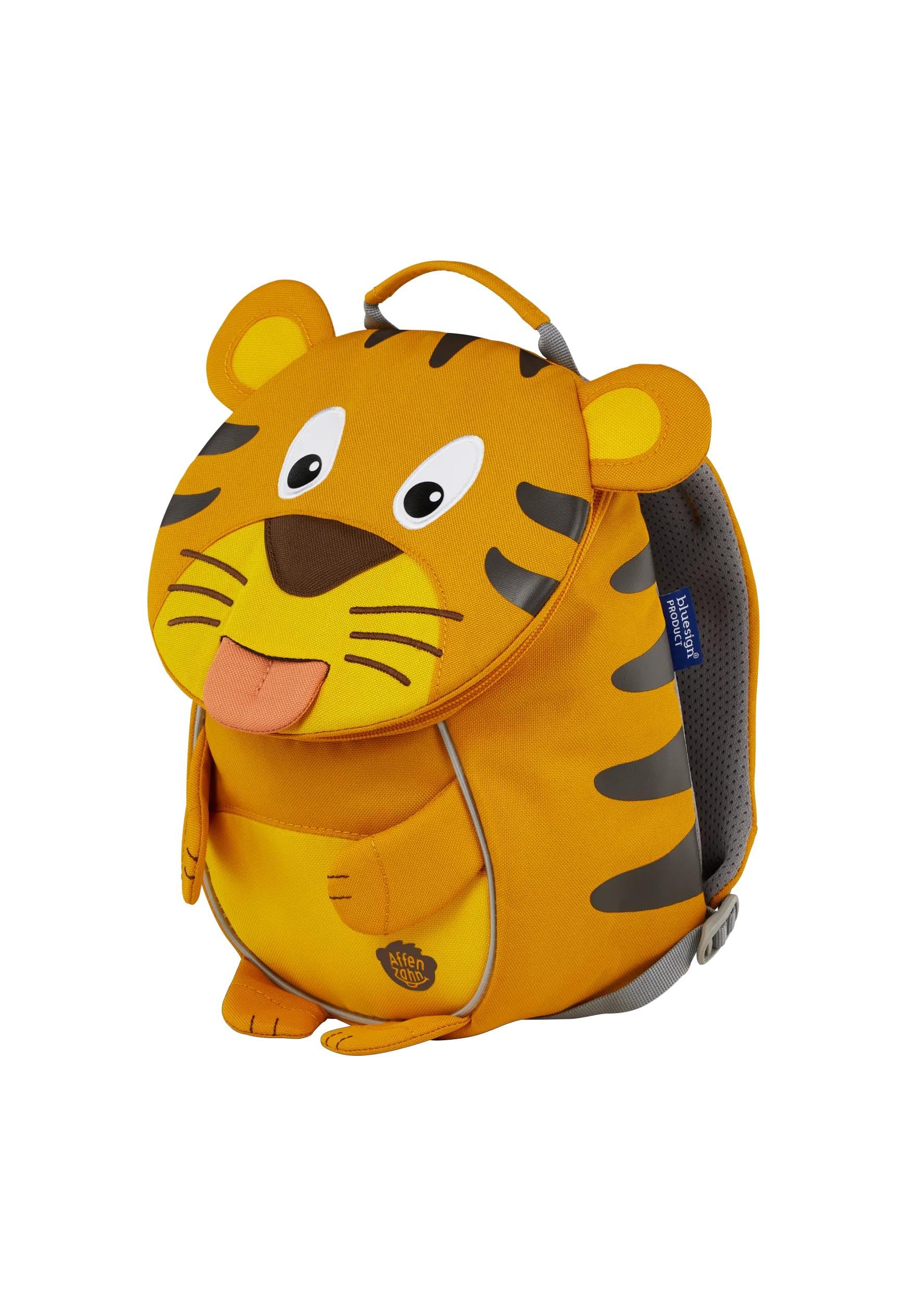 Affenzahn Small Friend Tiger backpack side view for comfortable wear.