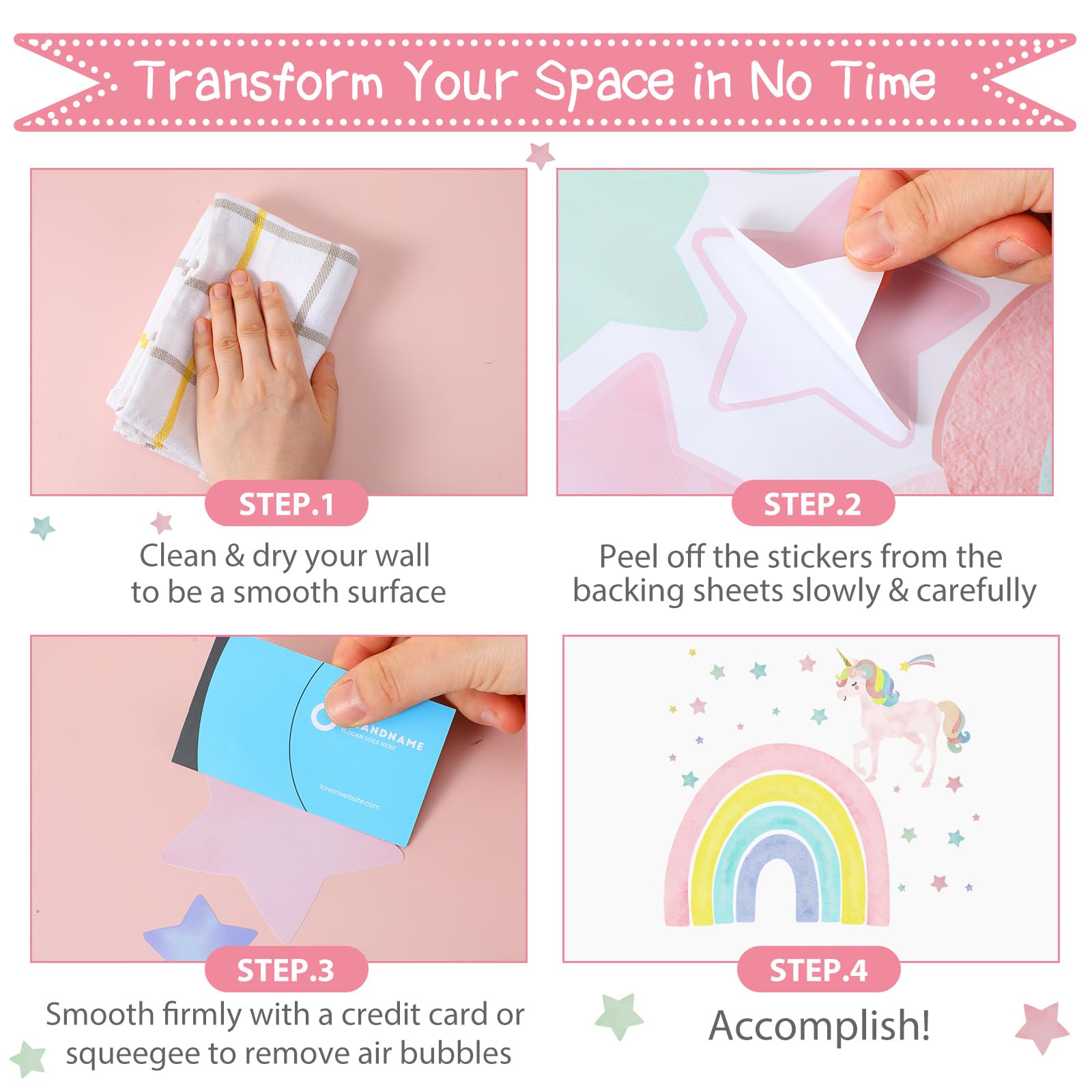Affrolling shooting star wall decal adds motion and whimsy to walls.
