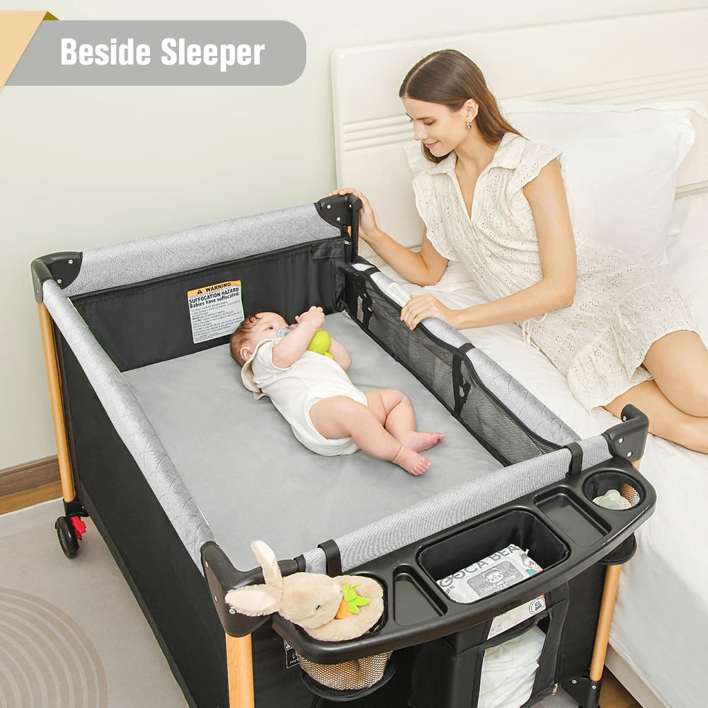 AFGBF foldable playpen for portable, mess-free play on the go.