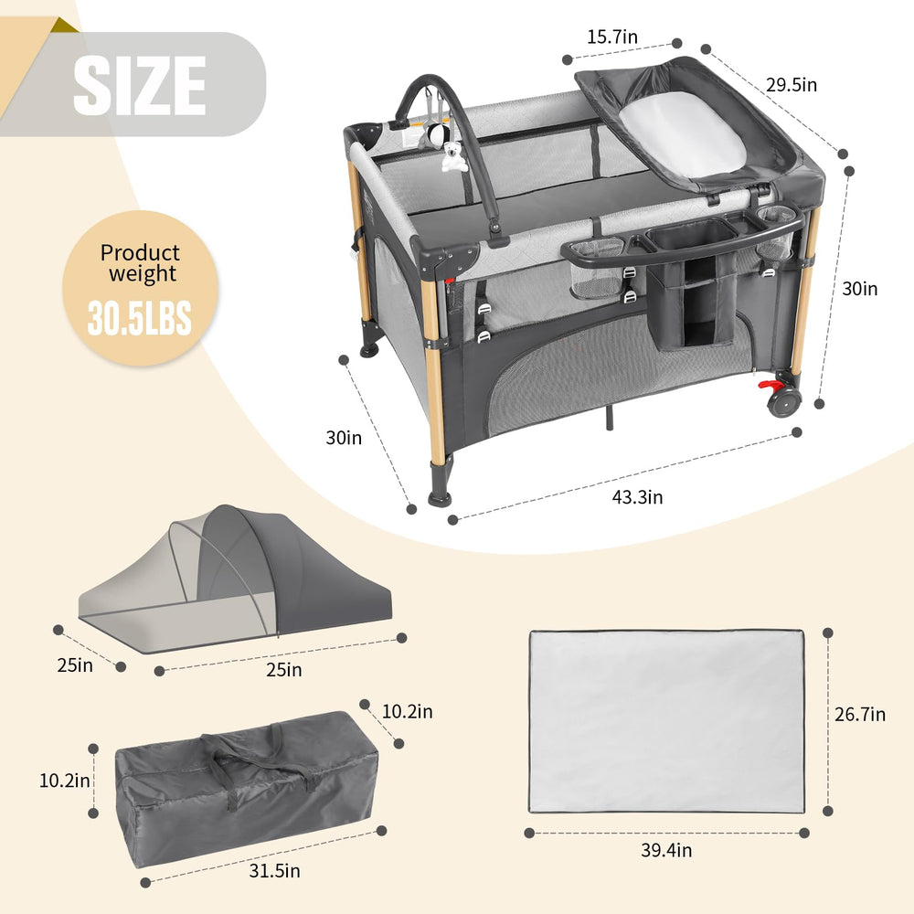 Afgbf storage baskets hold diapers and bottles within reach.