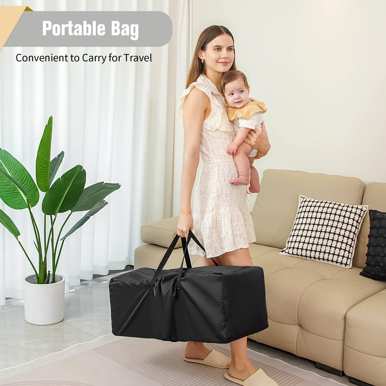 AFGBF storage racks keep baby essentials within arm's reach.