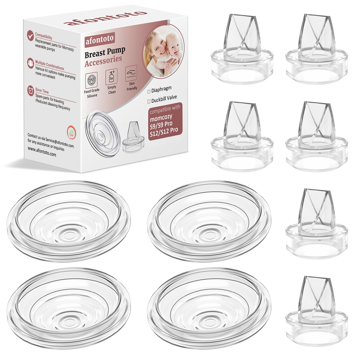 afontoto six-pack duckbill valve for efficient milk drainage and backflow prevention.