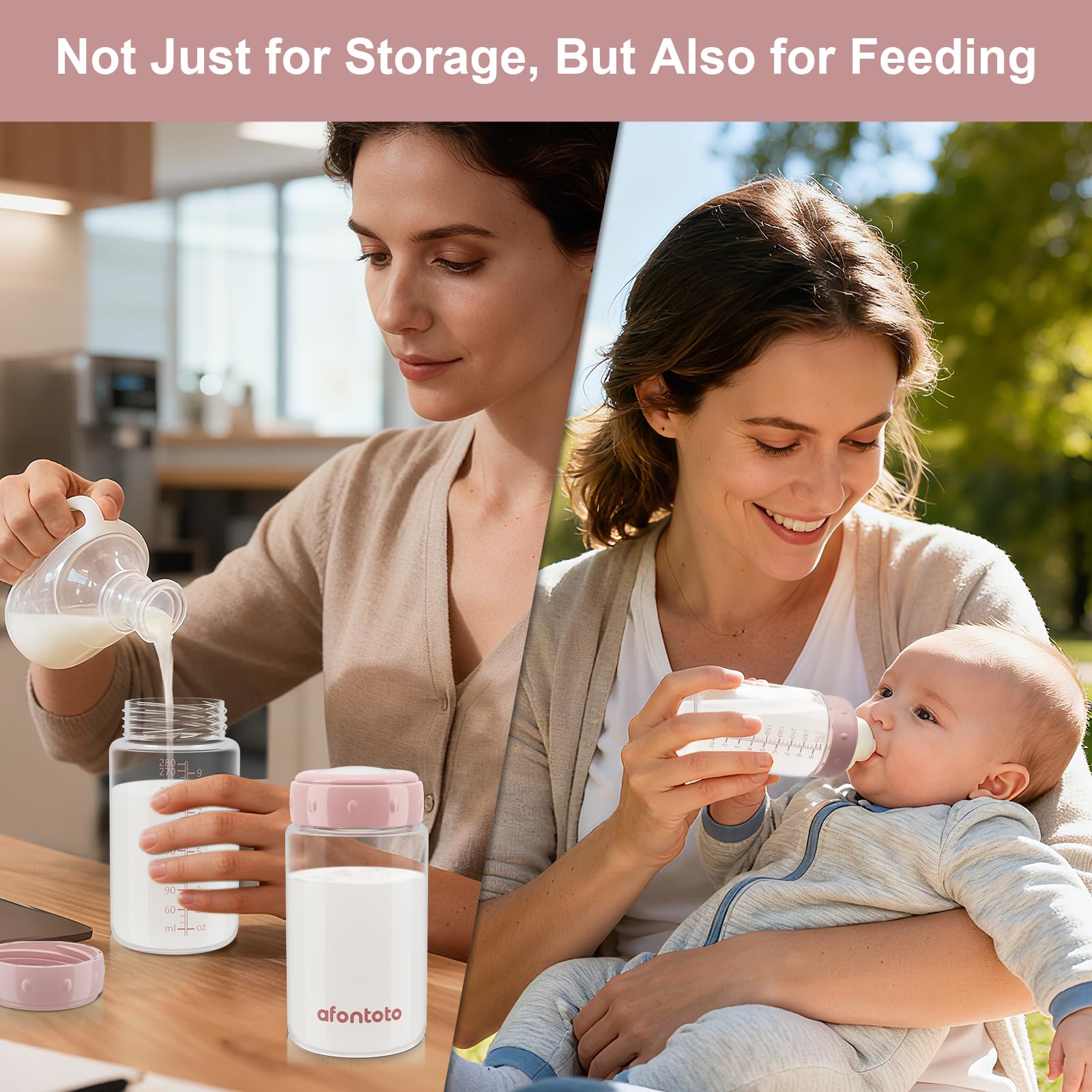 afontoto bottle with dishwasher safe interior for easy cleanup after pumping