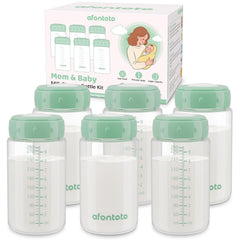 afontoto breastmilk storage bottle 6-pack with clear measurement scale for easy portioning