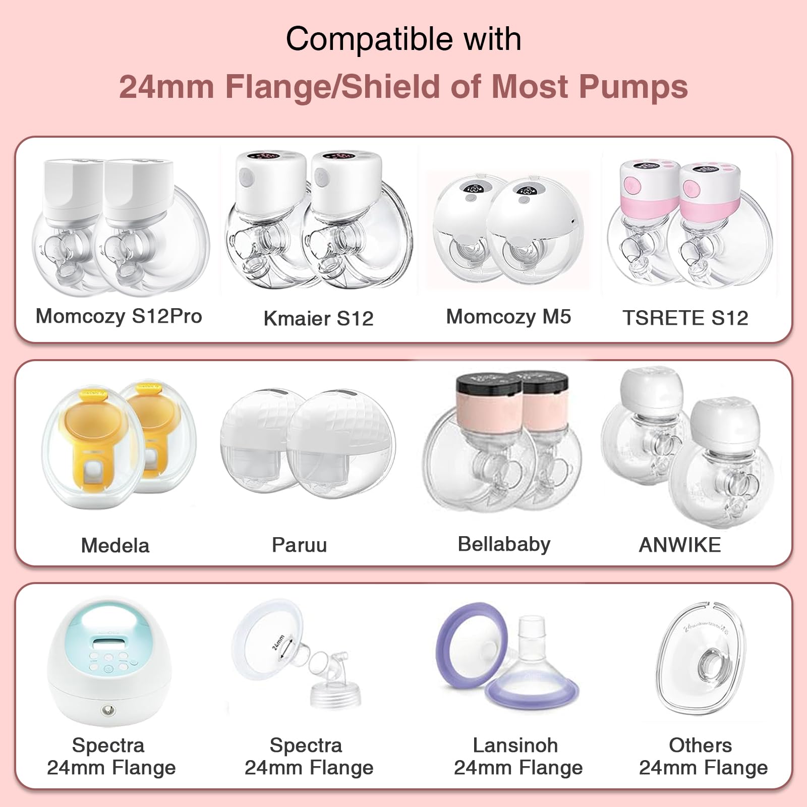 afontoto flange inserts compatible with Momcozy 24mm shields for versatile fit.