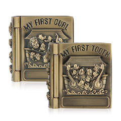 Agatige baby tooth keepsake box with embossed vintage book design, ideal for childhood memories.