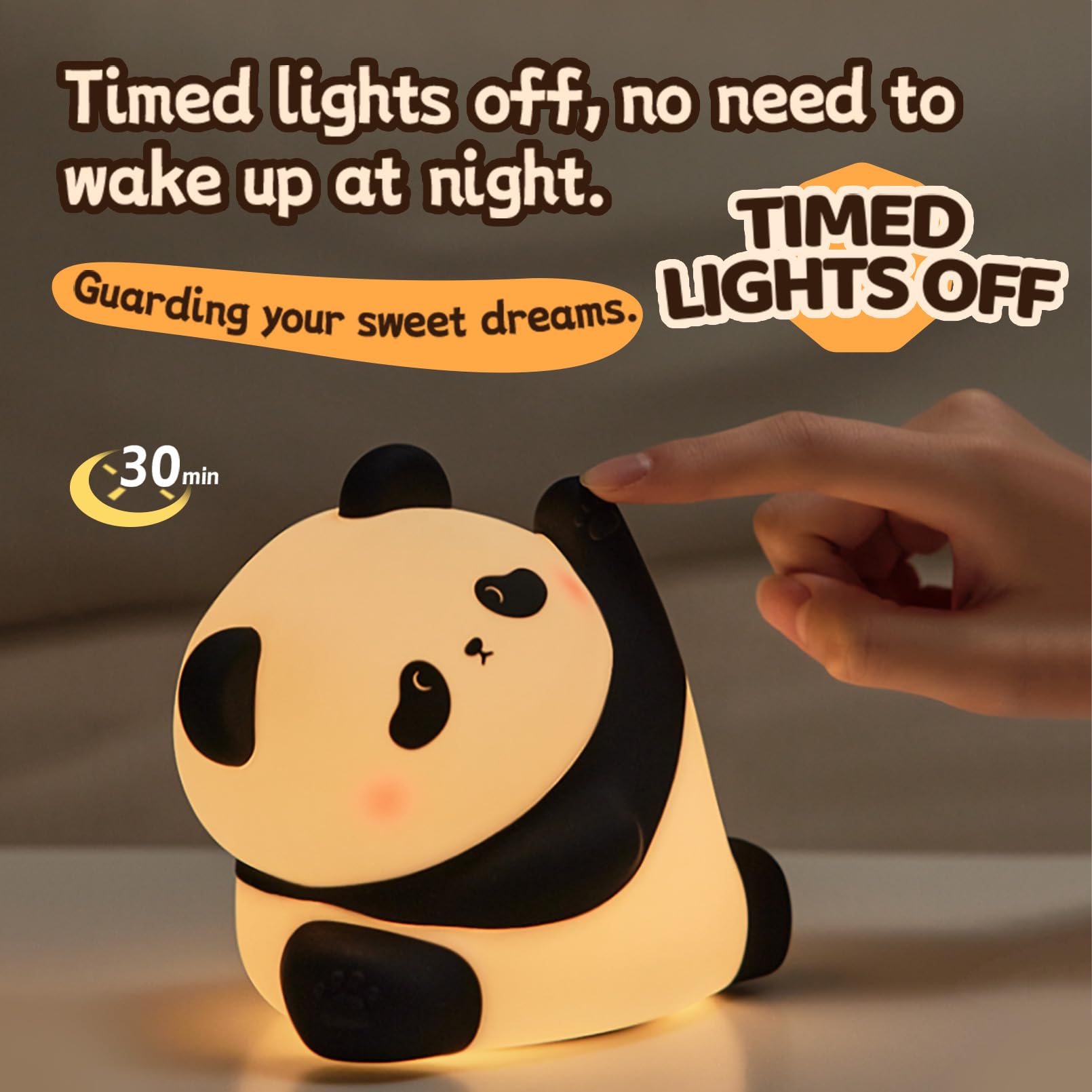 AGEK Panda Night Light silicone close-up reveals durable, tactile surface.