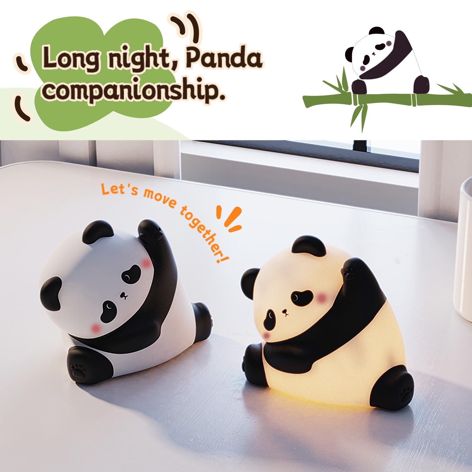 AGEK Panda Night Light three dimming levels enable customizable mood.