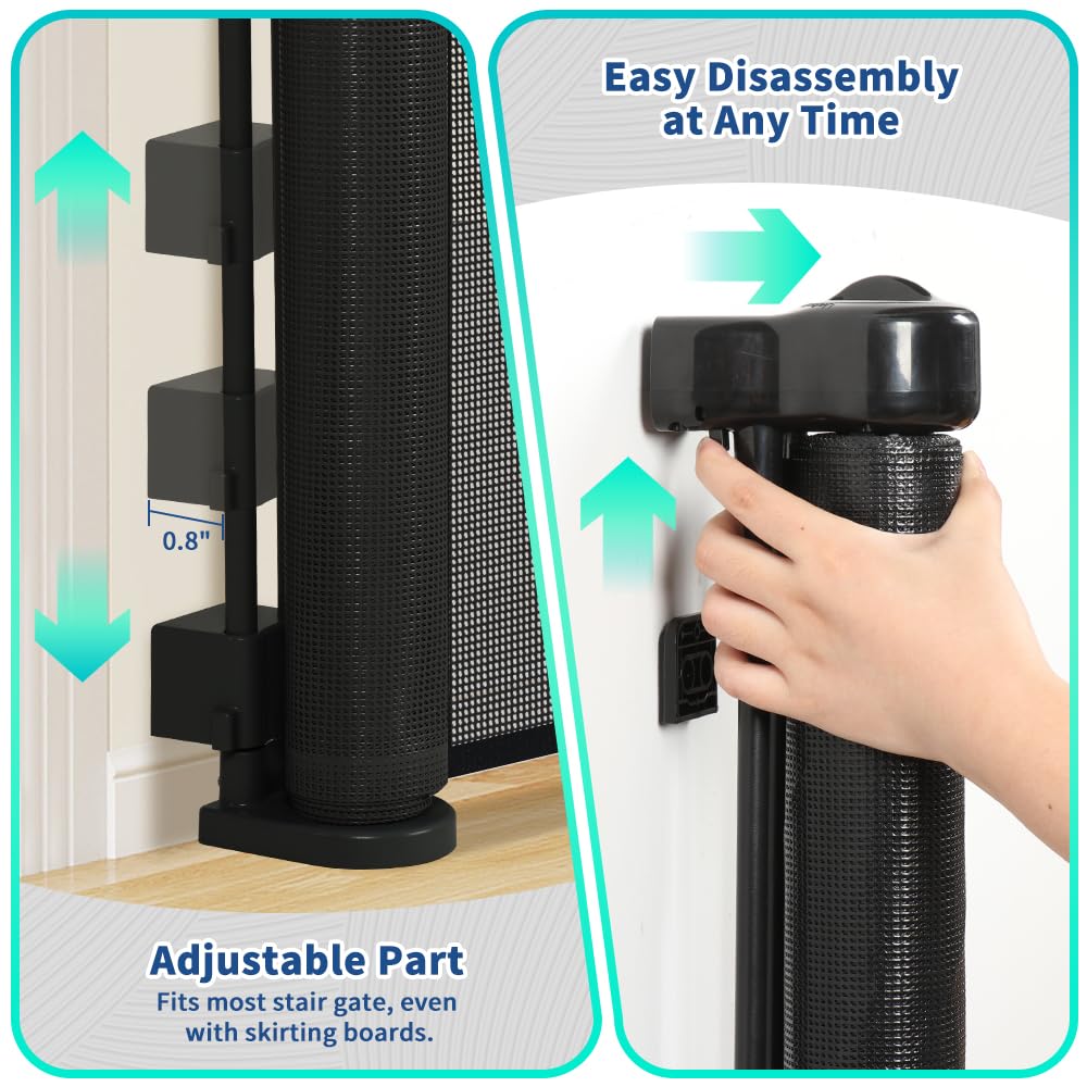 AGESISI one-hand lock illustrated for easy operation while carrying a child.