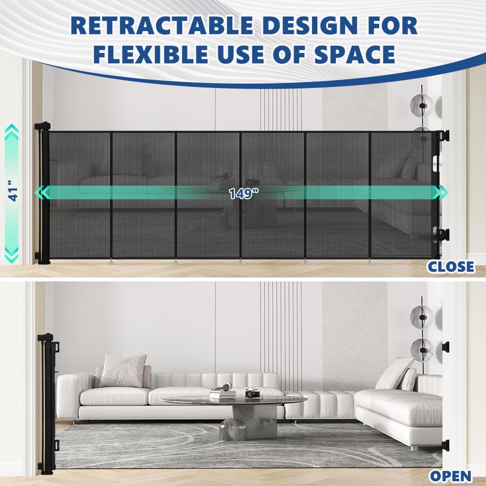 The retractable housing of the AGESISI gate saves space when not in use.