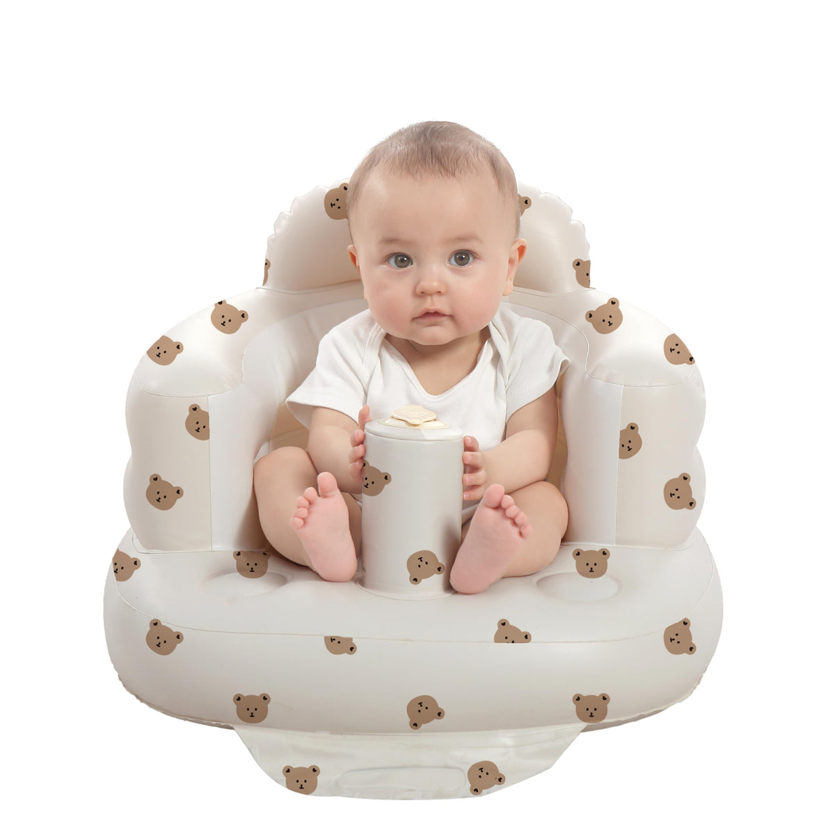 AGITVPS inflatable baby seat bear provides cozy support for learning to sit.