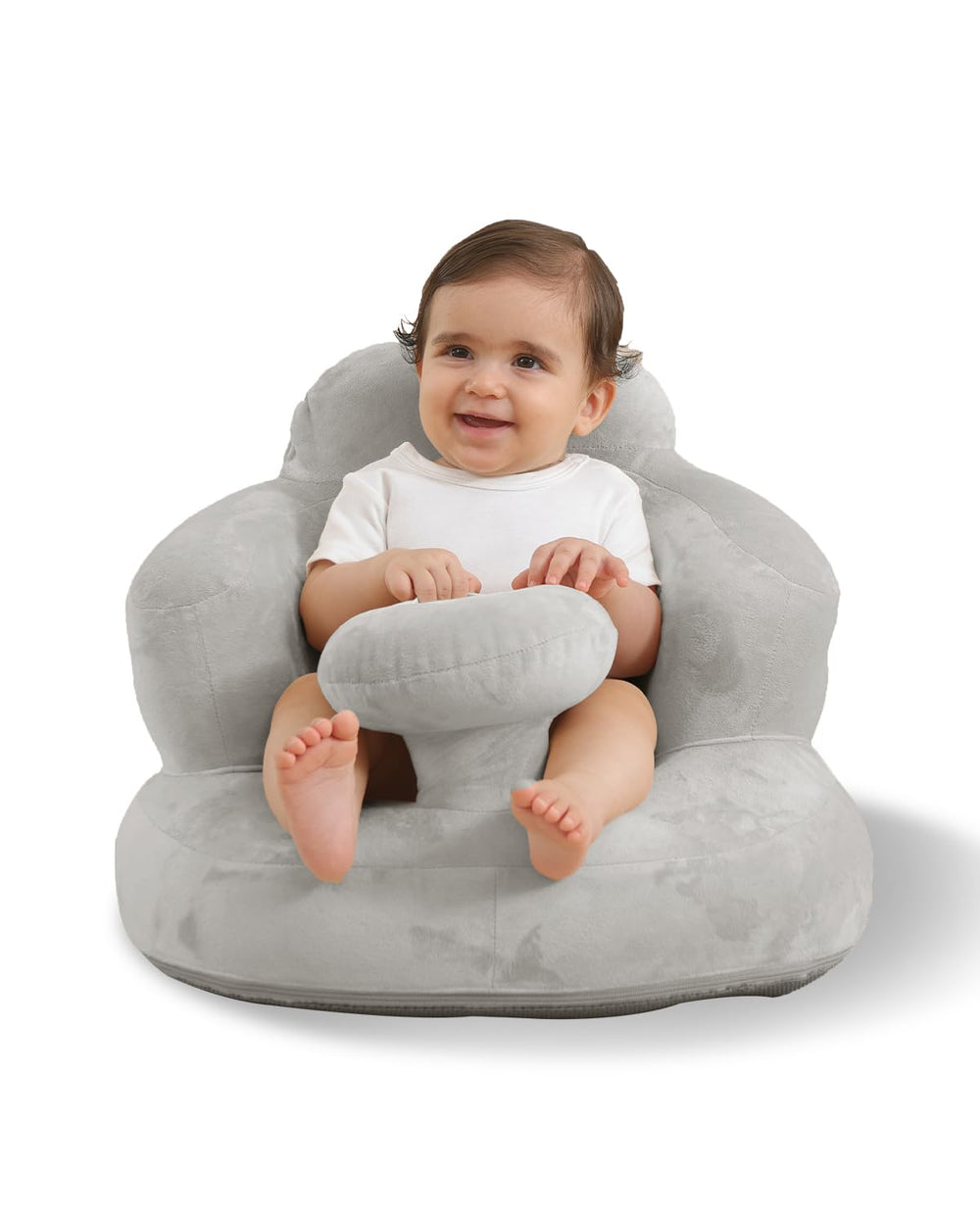 AGITVPS velvet-cover inflatable baby seat provides warm, secure seating.