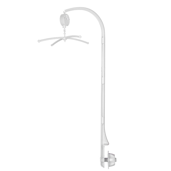 AGPTEK crib mobile holder cross shelf keeps toys within easy reach for baby.