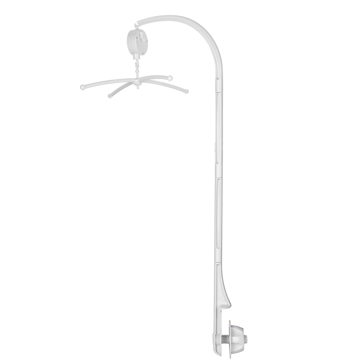 AGPTEK crib mobile holder cross shelf keeps toys within easy reach for baby.