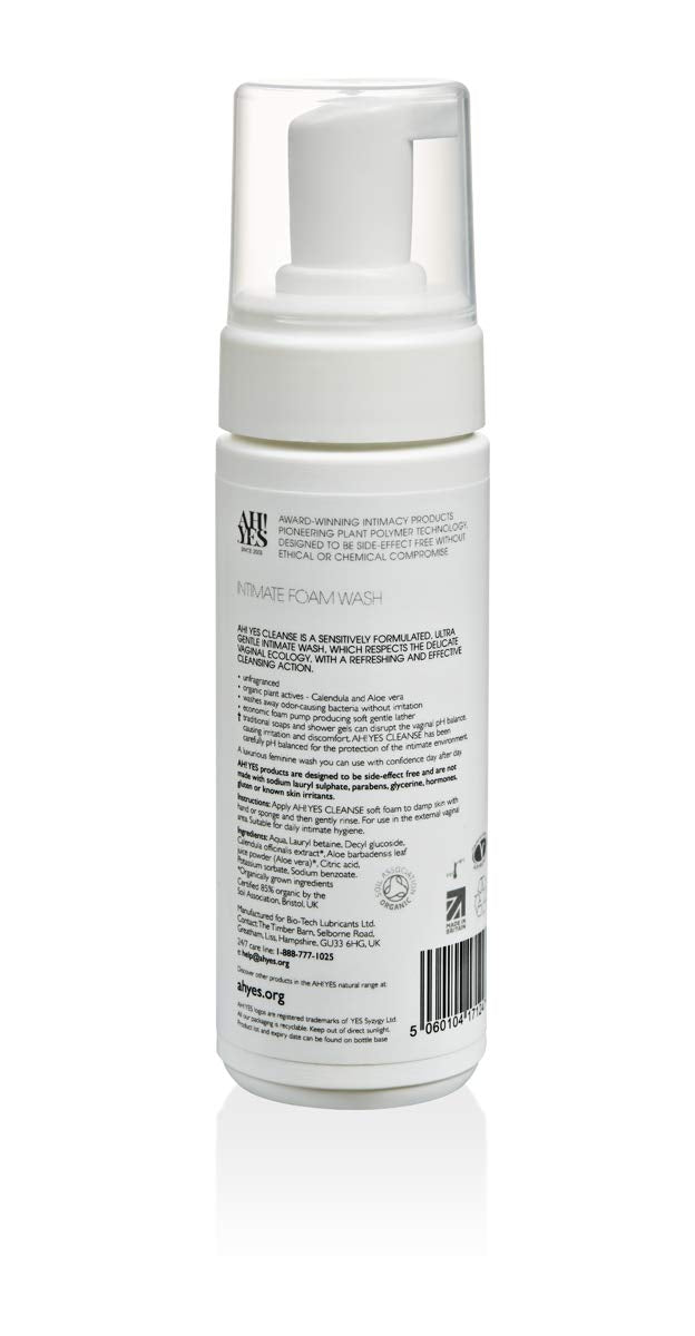 AH! YES Cleanse fragrance free bottle highlighting pH balanced care for sensitive skin