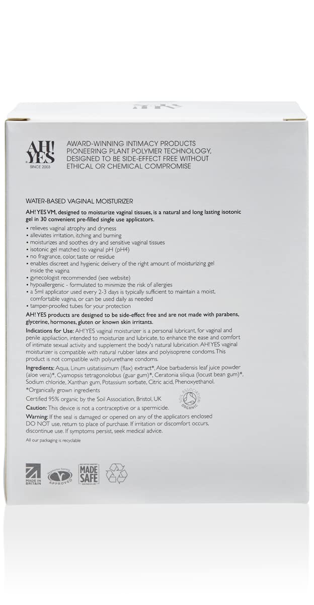 AH! YES VM branding and certification seals on packaging.