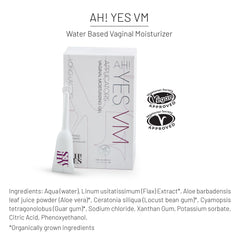 AH! YES VM organic ingredients label emphasizes natural care.