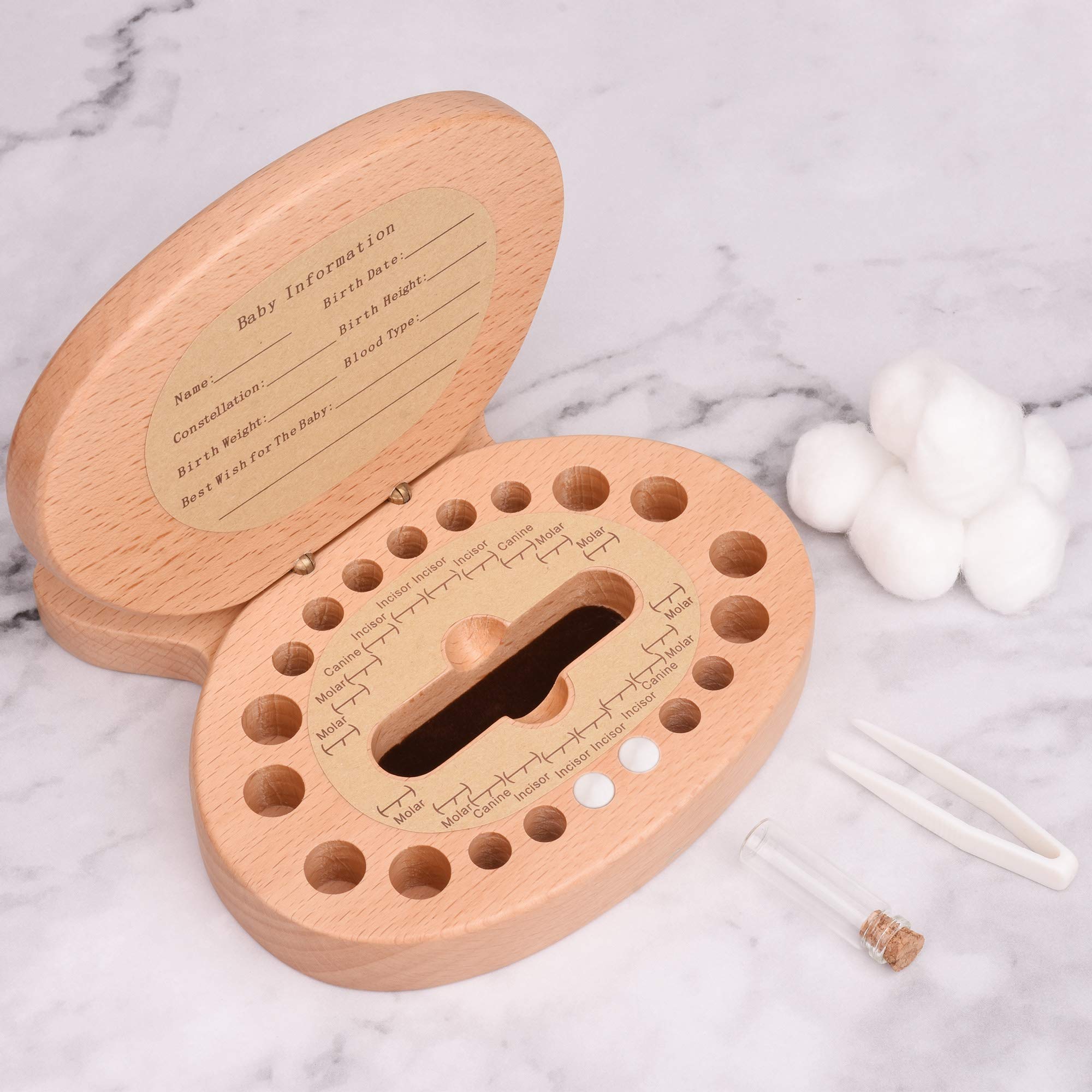 AhfuLife lanugo glass box stores delicate newborn hair safely.