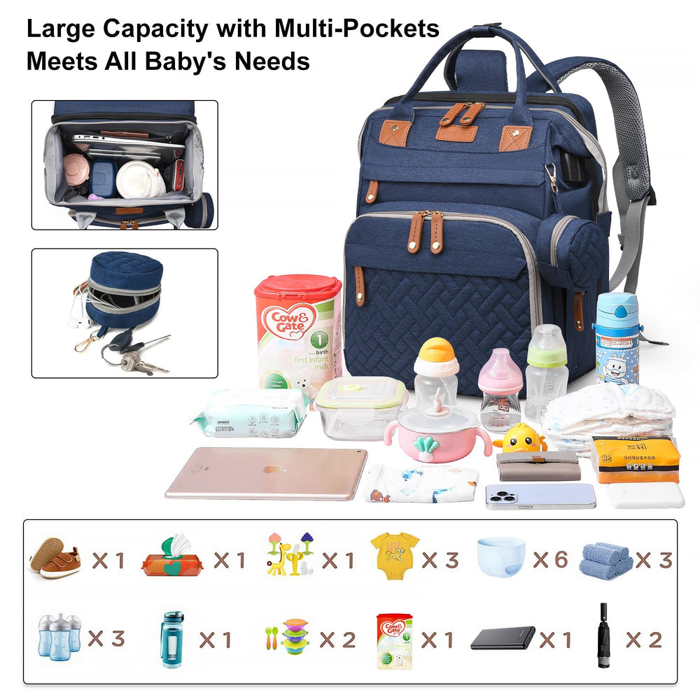 AHNTTGS large-capacity diaper bag backpack keeps 19 pockets organized for trips.
