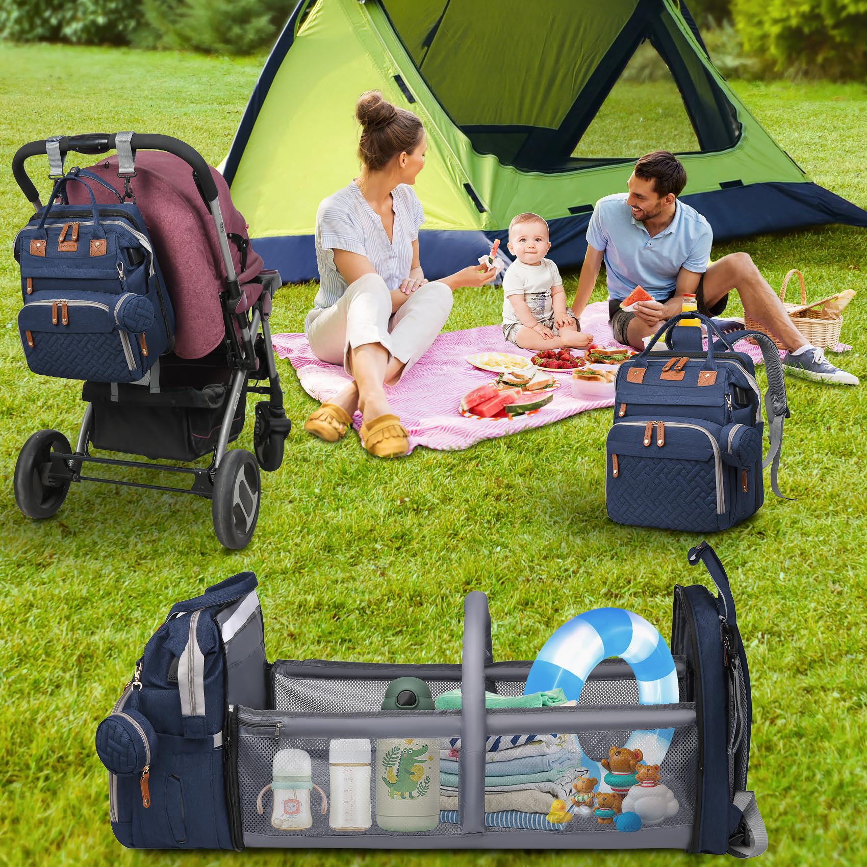 AHNTTGS unisex diaper bag design is ideal for moms and dads, gift-ready.