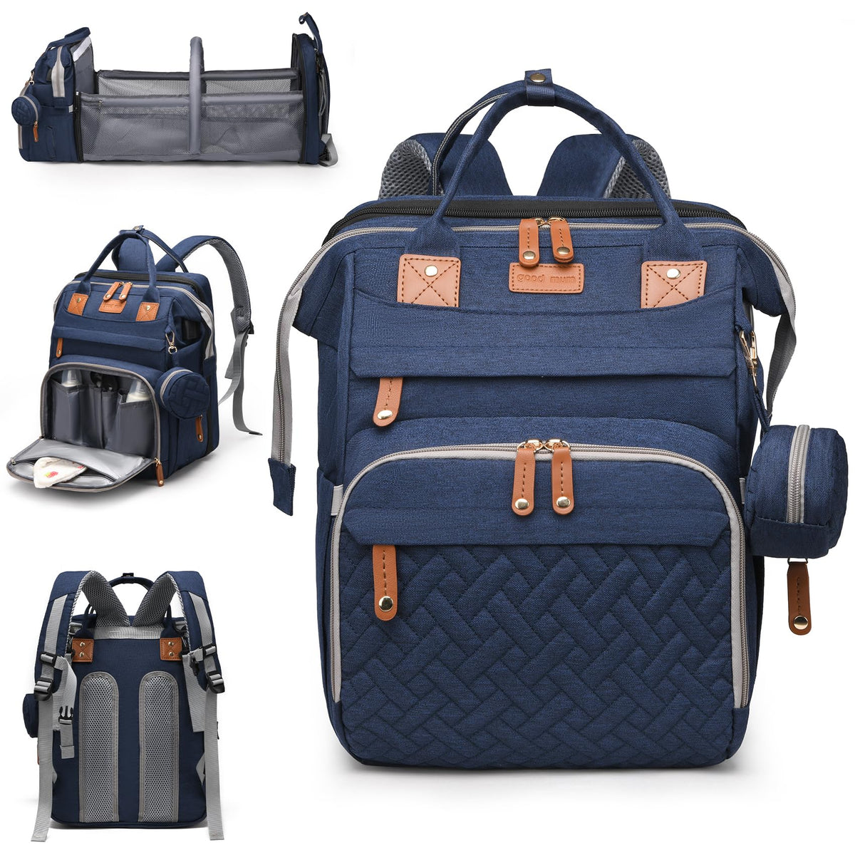AHNTTGS changing-station diaper bag backpack provides easy on-the-go changes.