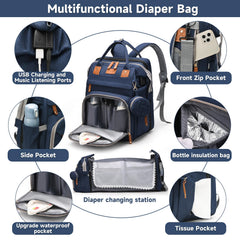 AHNTTGS waterproof polyester diaper bag protects contents during travel.