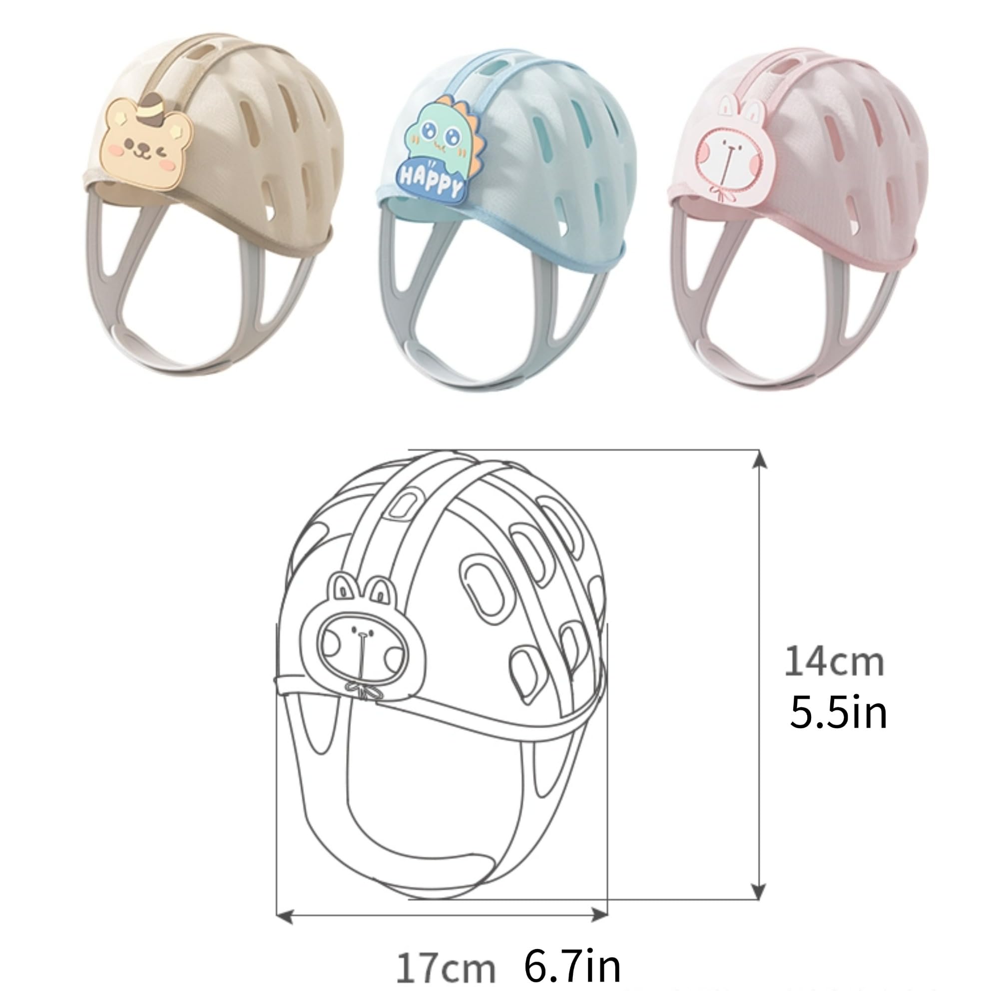 AHVERI Baby Safety Helmet in Green Dinosaurs color for stylish safety.