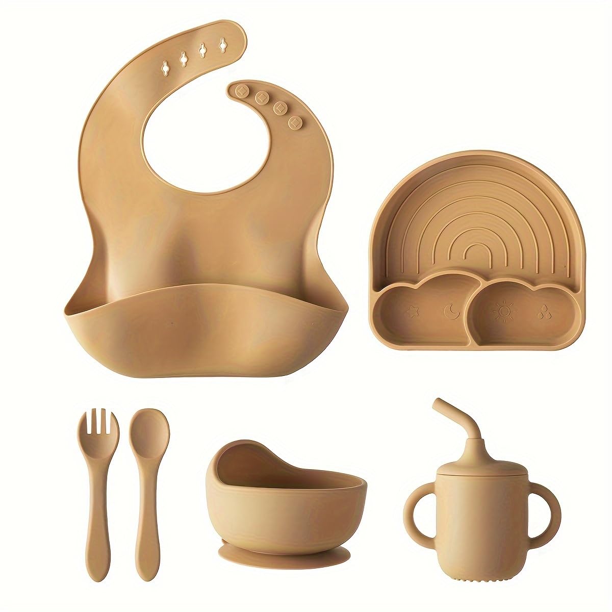 Ai Bei Parent Co. Rainbow suction plate keeps meals neat for infants during solid feeding.