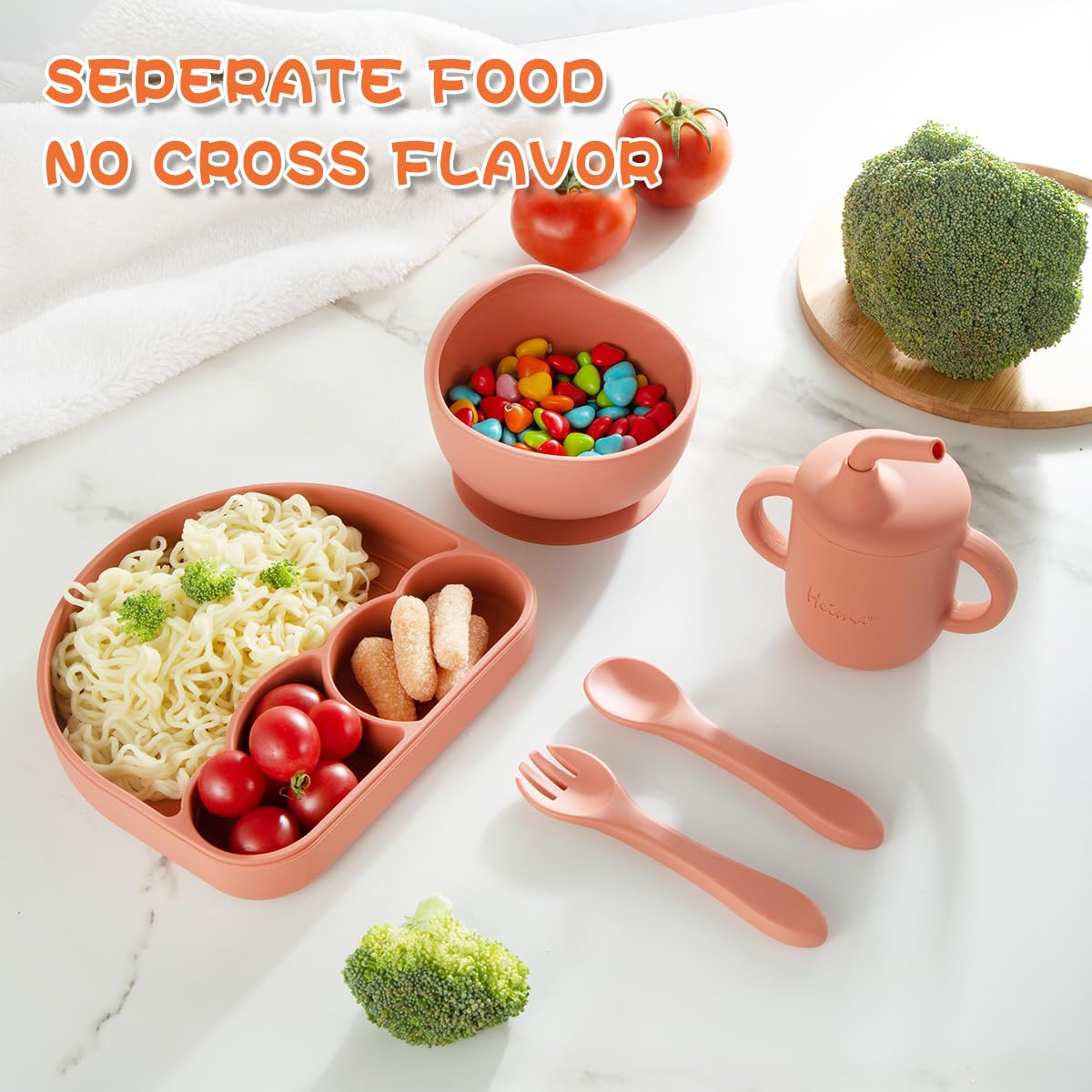 Ai Bei Parent Co stainless steel fork designed for safe self-feeding.