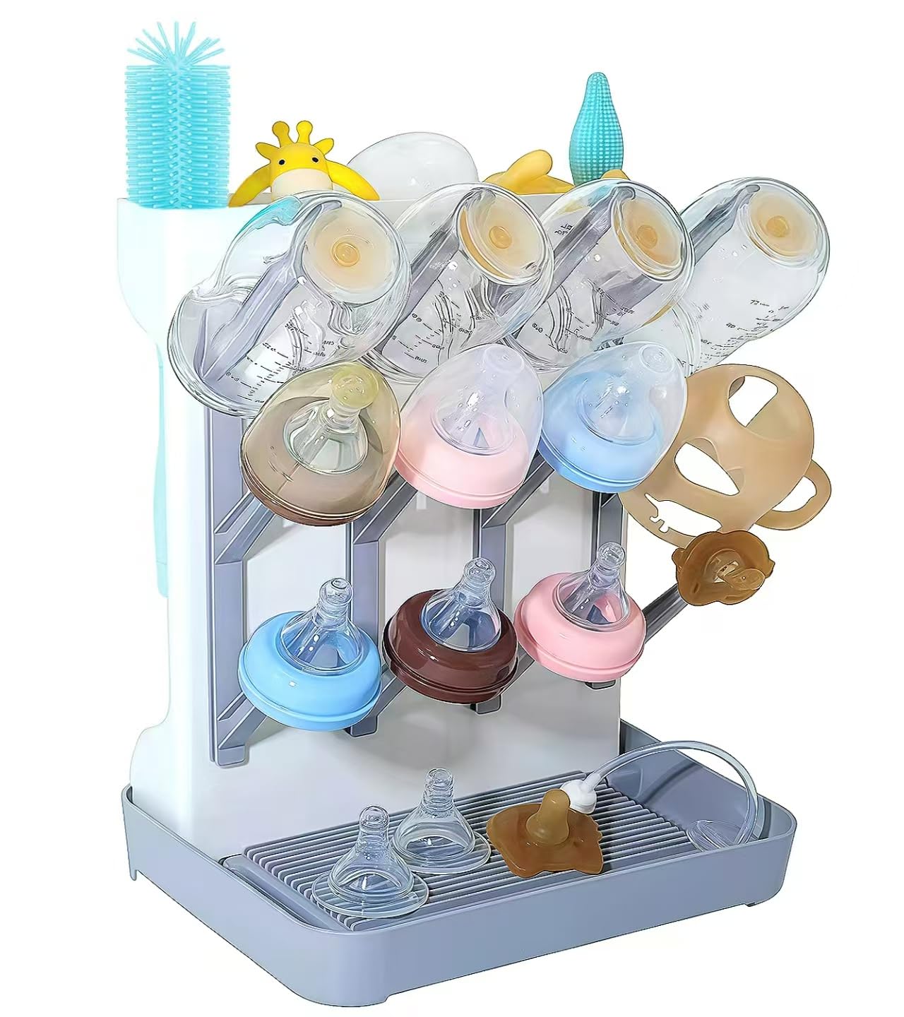 Ai.sbabamama bottle drying rack front view showing organized bottle storage and airflow