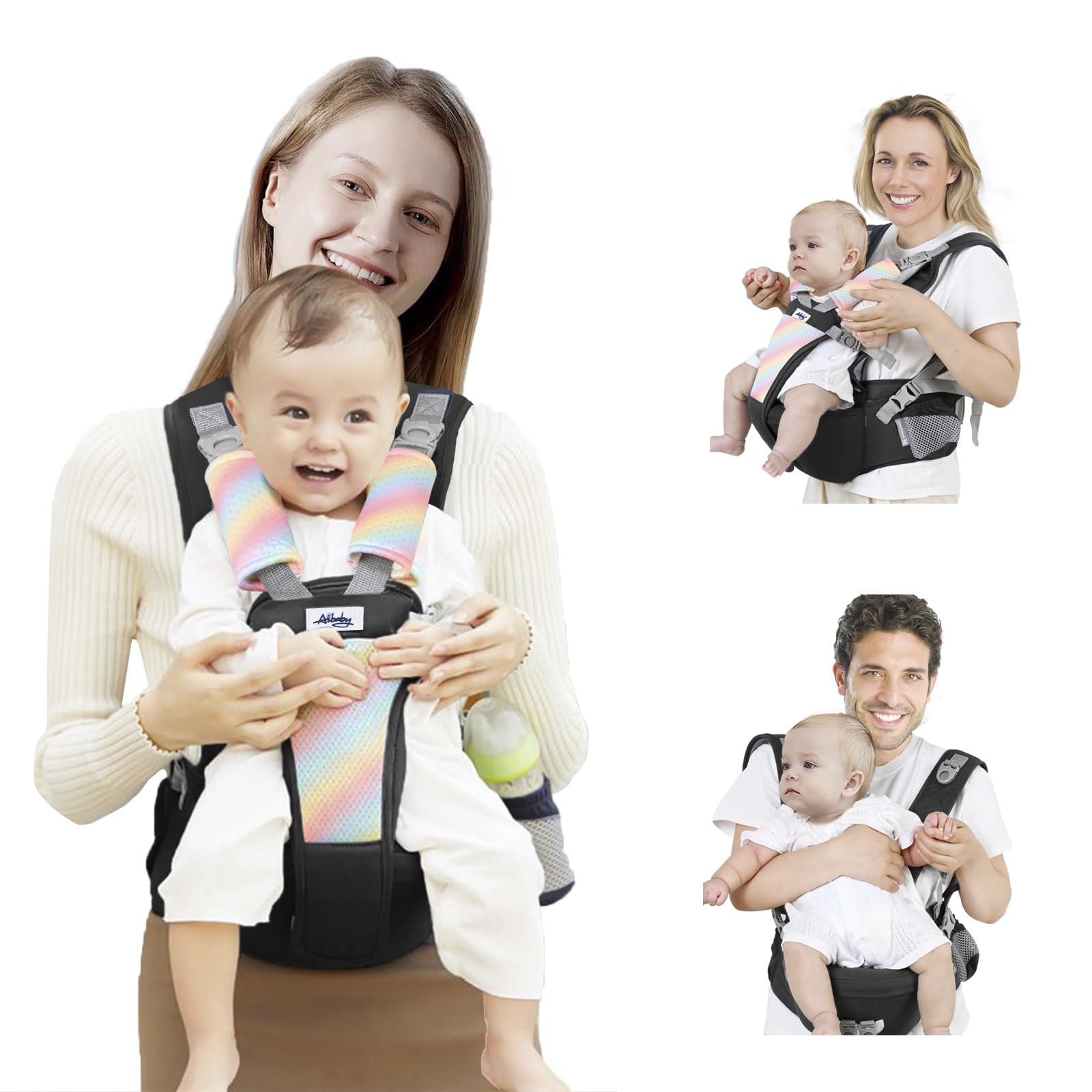 AIBABY Baby Carrier with adjustable shoulder straps for comfortable wear