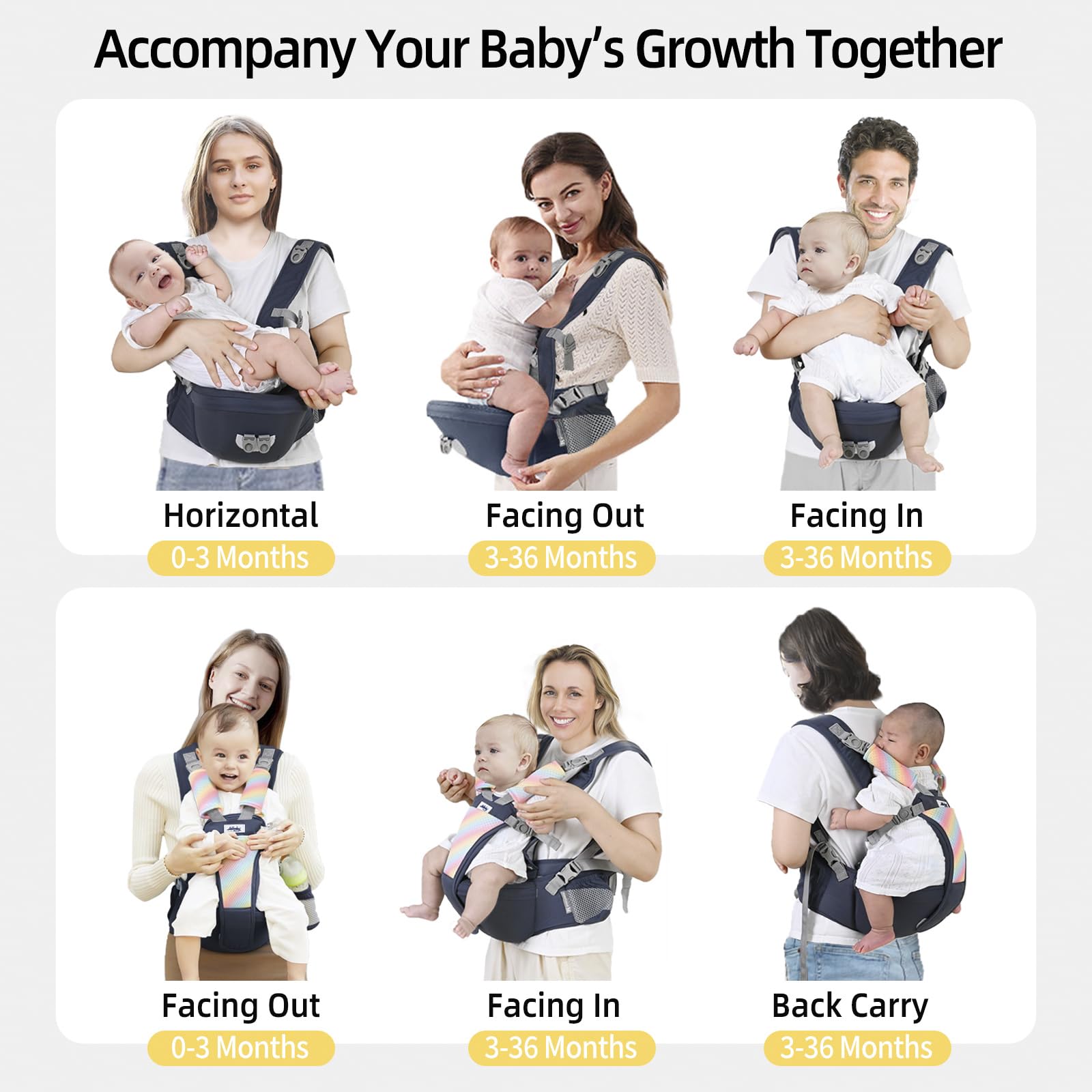 AIBABY carrier with detachable hip seat offers versatile support on the go