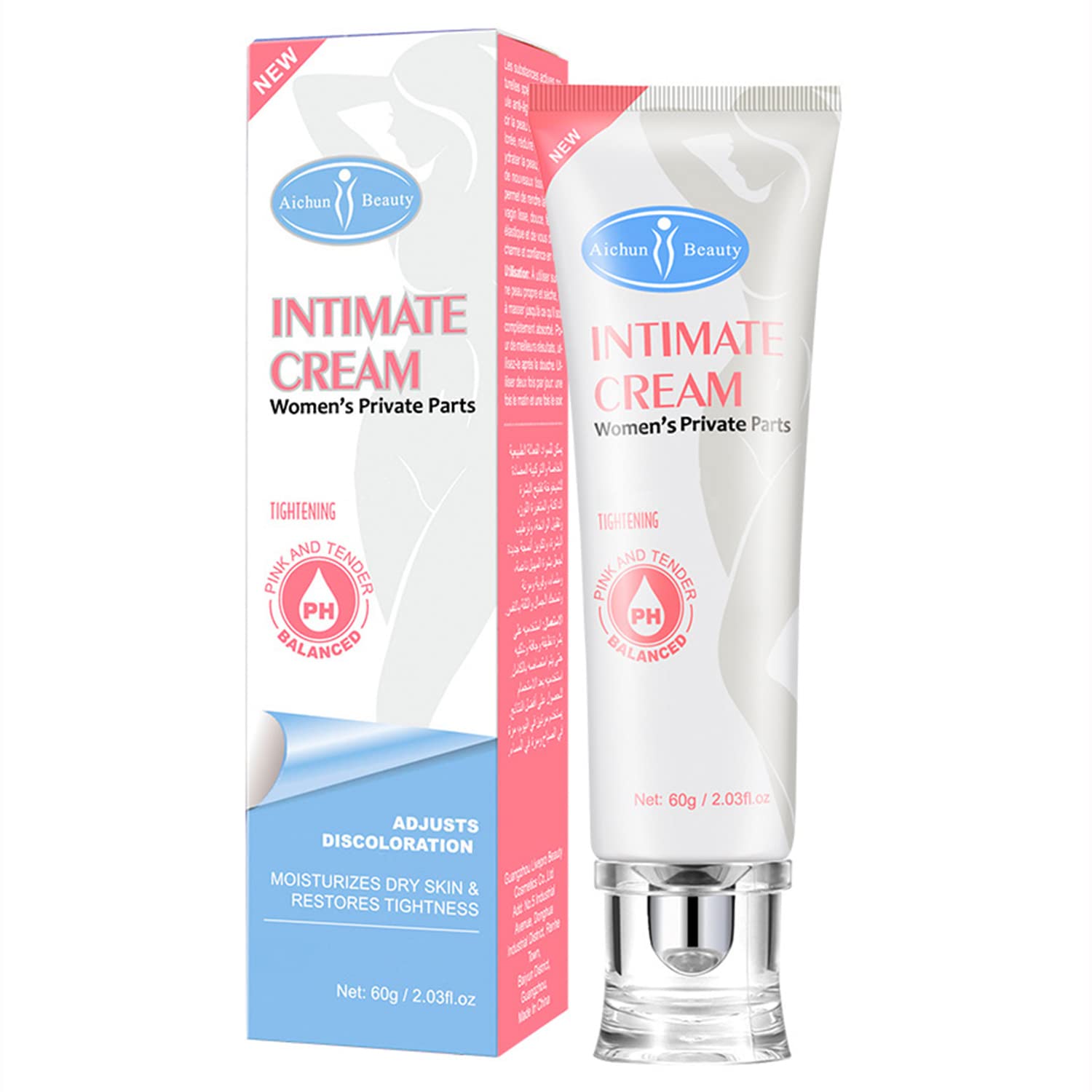 AICHUN BEAUTY Restore cream tub shown for intimate moisture and skin support.