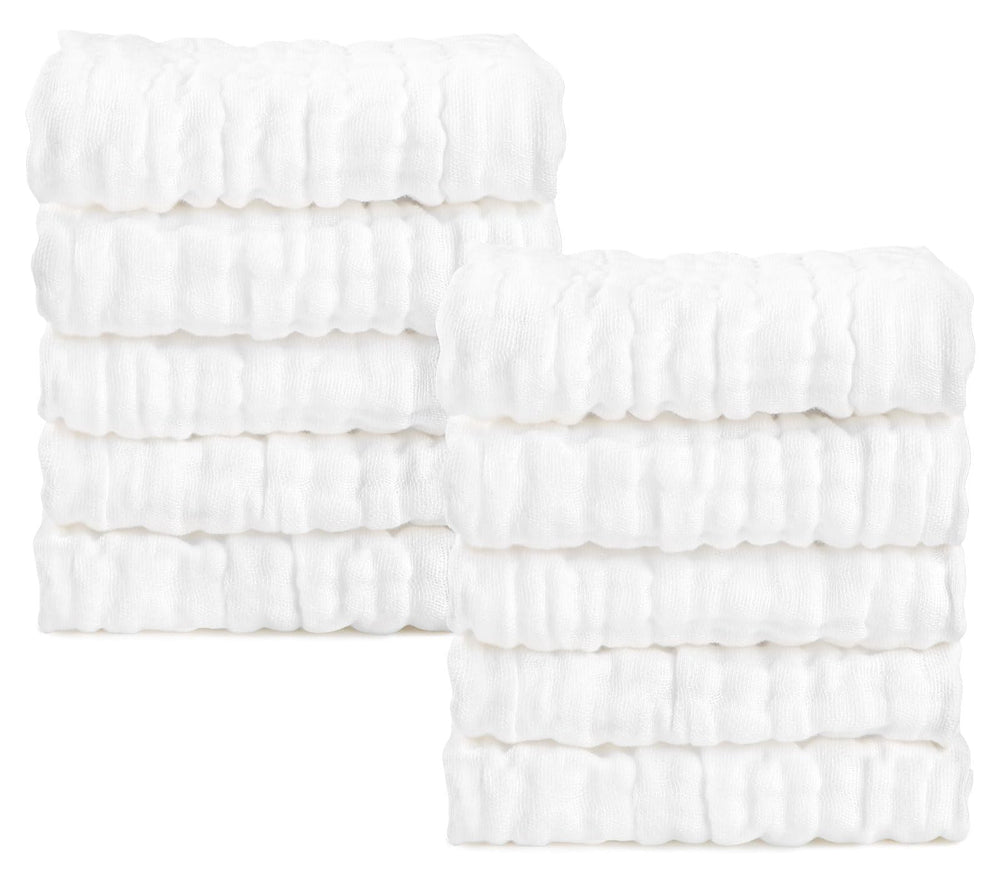 AIDEA baby washcloths 10x10 flat view, soft and absorbent for gentle cleansing.