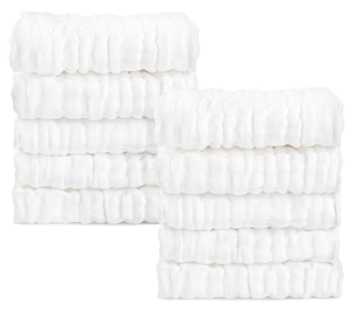 AIDEA baby washcloths 10x10 flat view, soft and absorbent for gentle cleansing.
