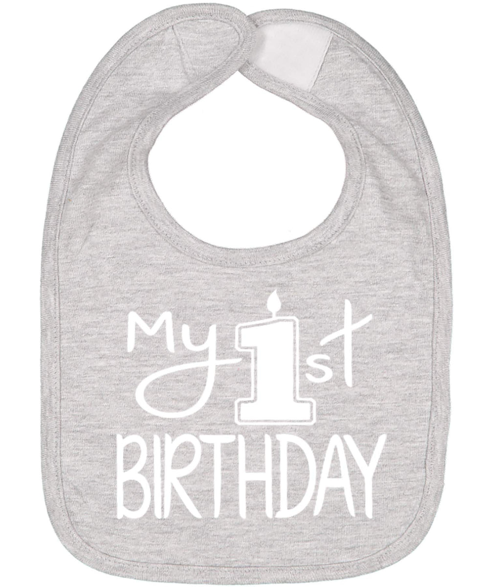Aiden's Corner My 1st Birthday bib front view protects outfits during cake smash.