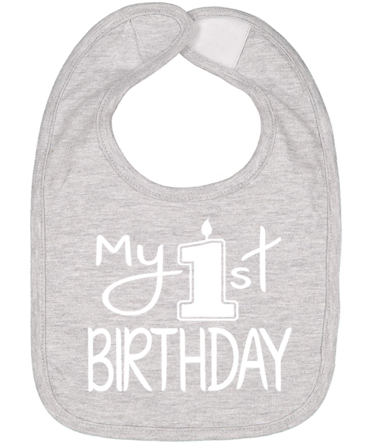 Aiden's Corner My 1st Birthday bib front view protects outfits during cake smash.