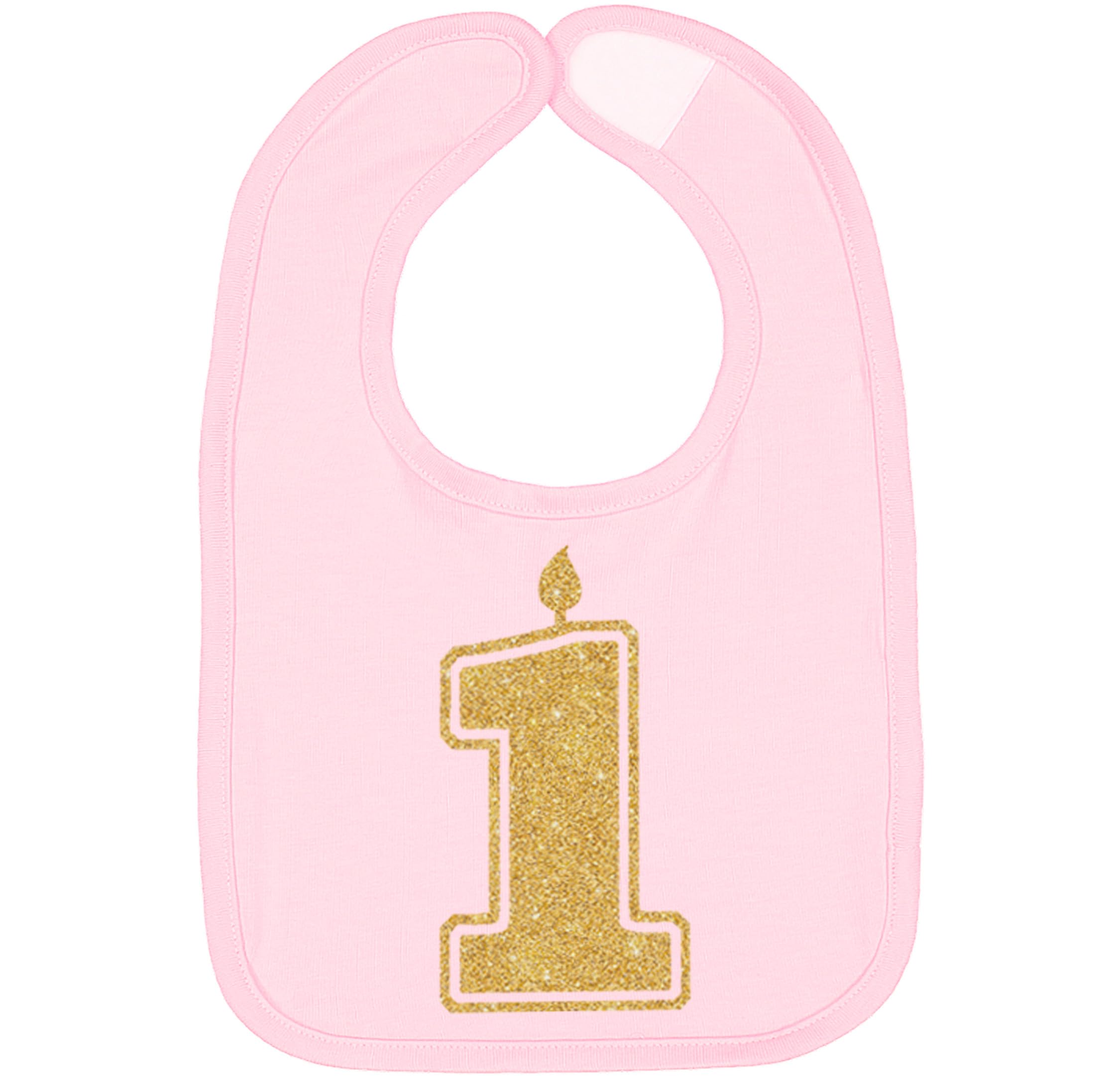 Aiden's Corner gold one birthday bib on display, elegant party accessory for cake smash