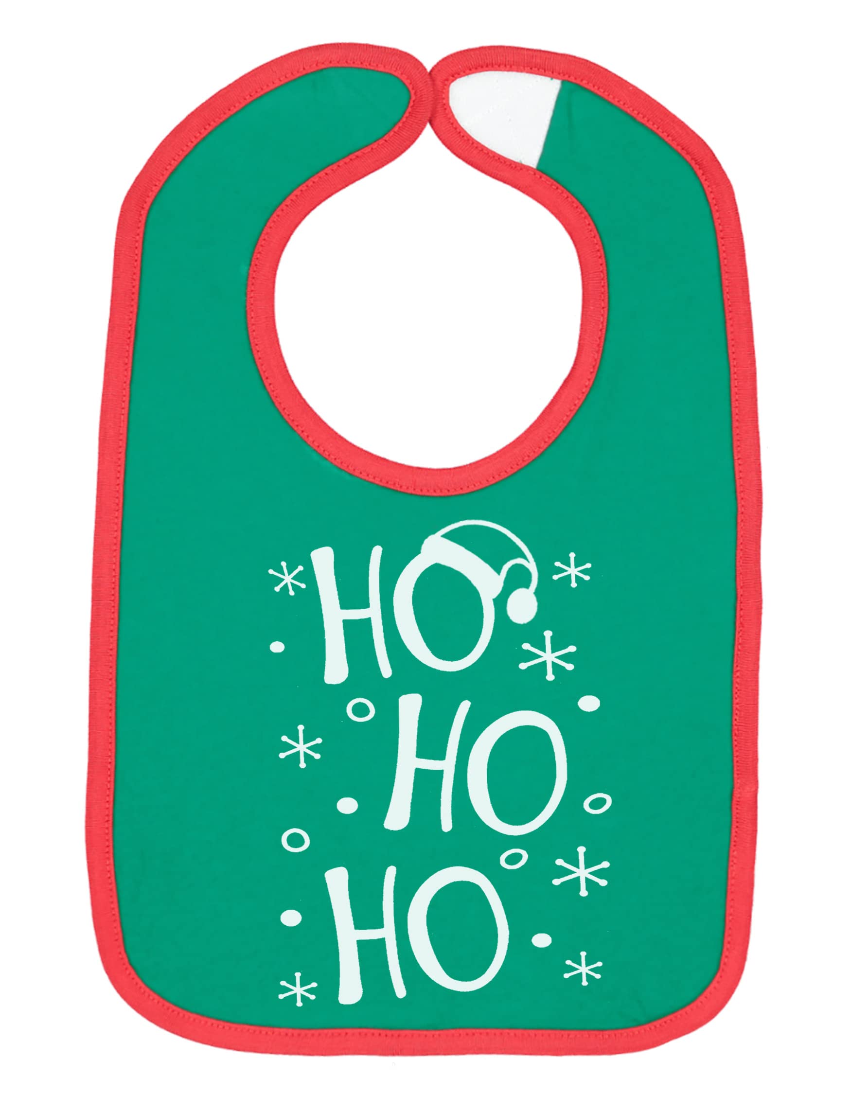 Aiden's Corner Ho Ho Ho green bib for babies, soft and festive.