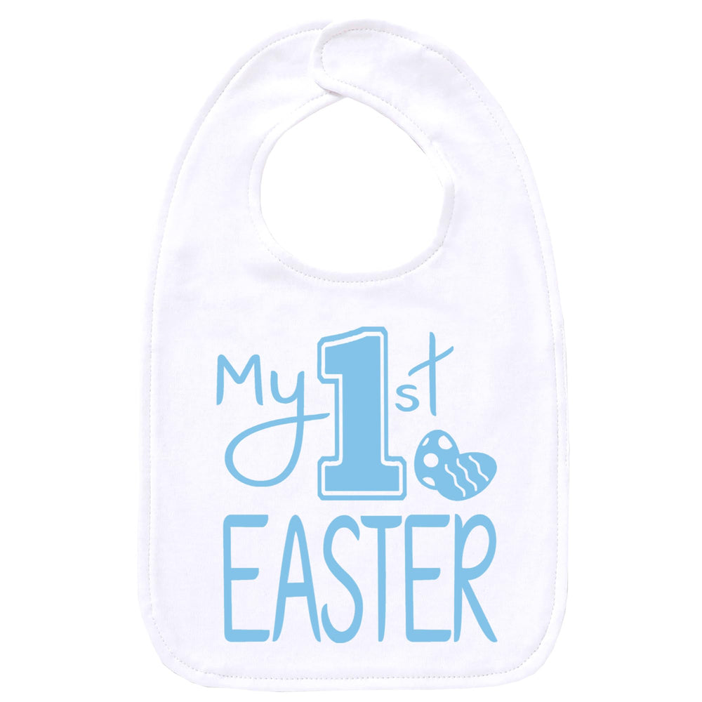 Aiden's Corner My 1st Easter bib front view shows soft cotton for baby's comfort.
