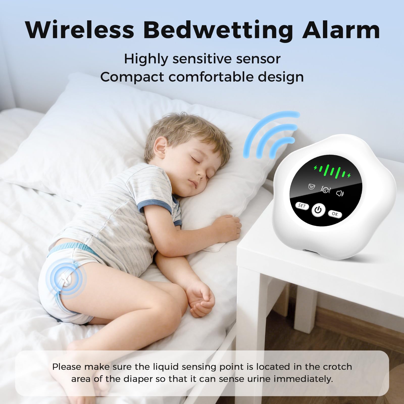 AIECCEGILS bedwetting alarm transmitter clipped to underwear for quick alerts