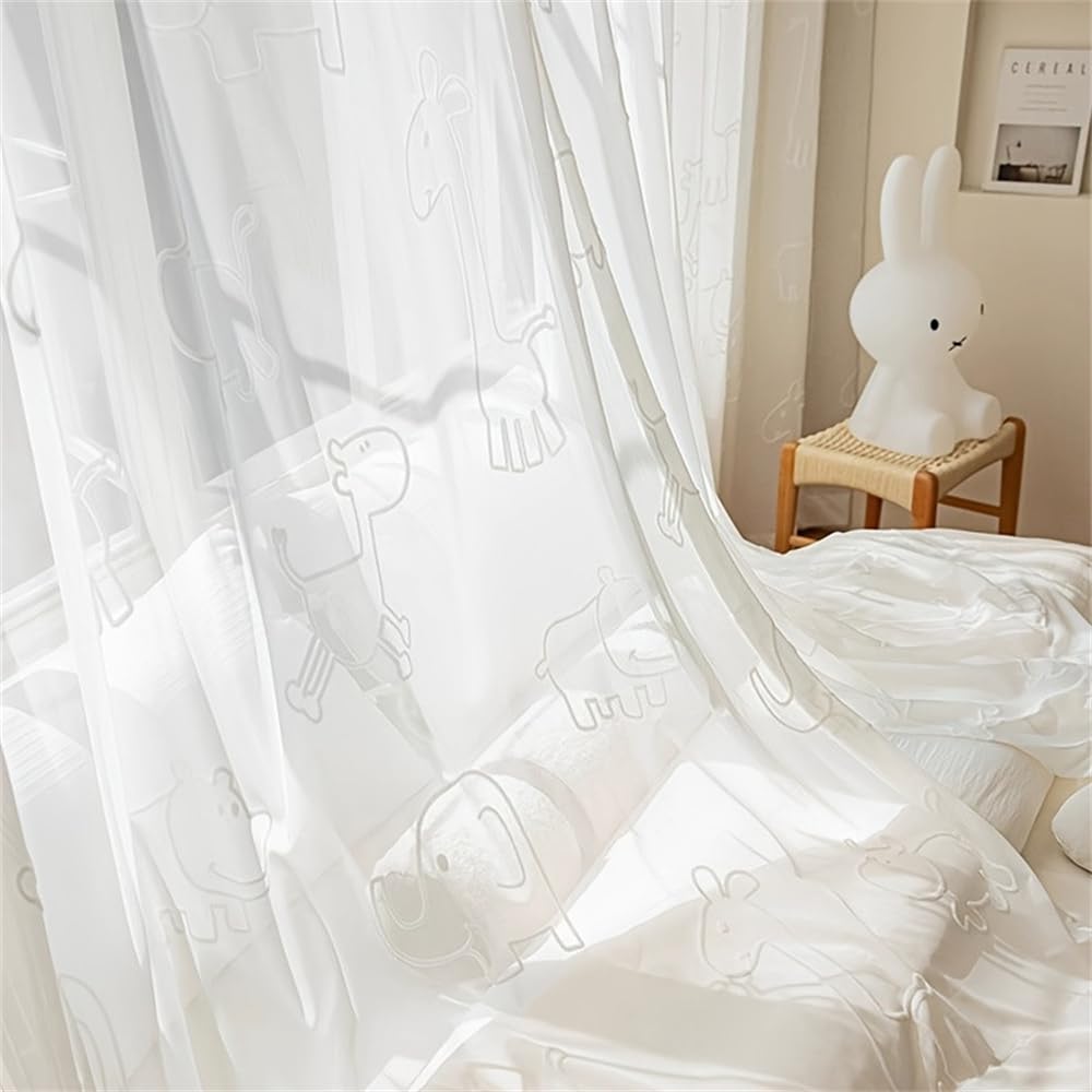 AiFMQQ bay window kids playroom curtain in white sheer fabric