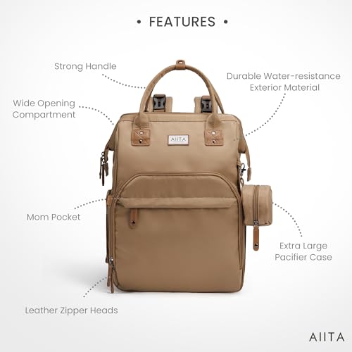 AIITA diaper bag backpack organization system keeps diapers, bottles, and wipes neatly organized.