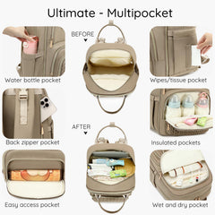 AIJIEKE diaper backpack back view with adjustable straps for all-day comfort.
