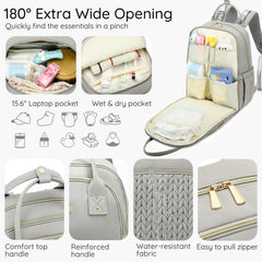AIJIEKE diaper backpack gray changing pad makes on-the-go changes easy.